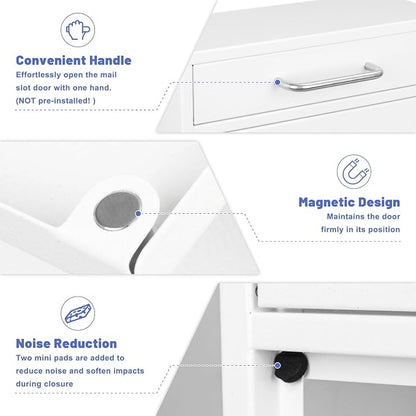 KYODOLED Locking Wall Mount Mailbox for Outside, Drop Box, X-Large, White | Heavy-Duty Steel, Outdoor Mail Box with Key Lock, Large Capacity, Home, Office & Apartment Use, 16.2H × 11.2L × 4.6W In