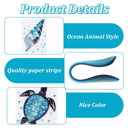 WEBEEDY Paper Quilling Kit 20 Sets DIY Sea Animals Paper Quilling Kit with Paper Quilling Strips Supplies Ocean Greeting Card Making Kits for Beginners DIY Handmade Crafts Home Room Wall Decor Gift