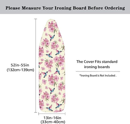 Pink Flower Hummingbird Ironing Board Cover and Pad Cover