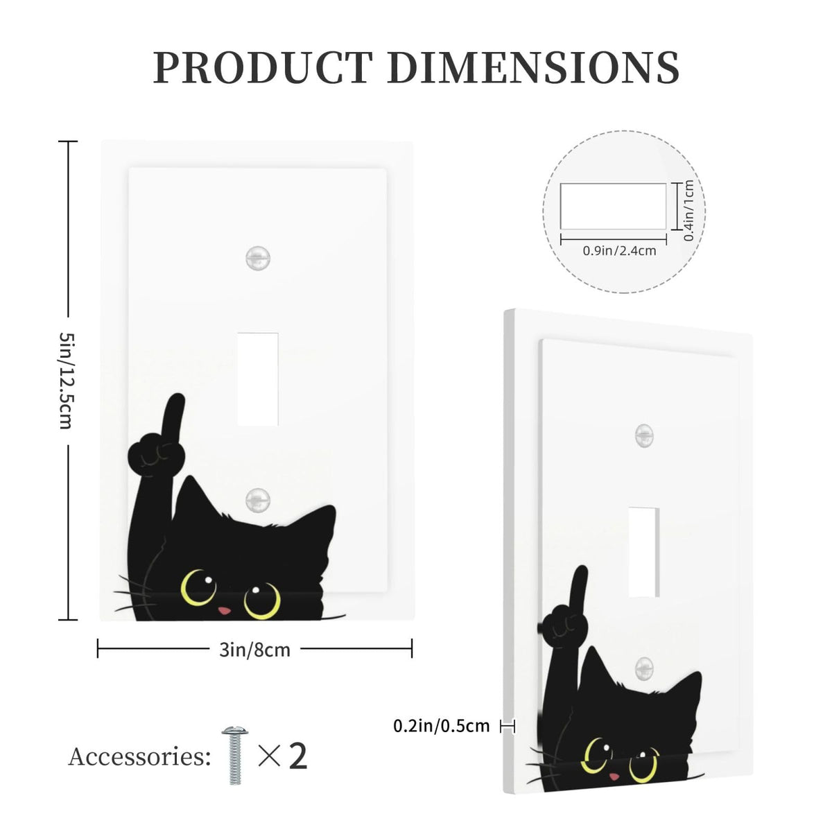 JOOJIAO Decorative Light Switch Covers Funny Cute Black Cat Single Toggle Light Switch Cover Plate 1 Gang Outlet Covers Wall Plate Electrical Device Switchplate Dimmer Faceplate for Bathroom Decor