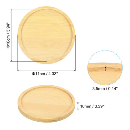 PATIKIL Plant Pot Saucer 4.3 Inch OD, 2 Pack Bamboo Round Flower Drip Tray for Home Indoor