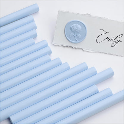 UNIQOOO Light Blue Glue Gun Sealing Wax Sticks for Wax Seal Stamp - Perfect for Wedding Invitations, Cards Envelopes, Snail Mails, Wine Packages, Christmas Gift Ideas, Pack of 16