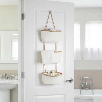 TeoKJ 3-Tier Wall hanging Storage Bags, Over the Door Organizer, Decorative