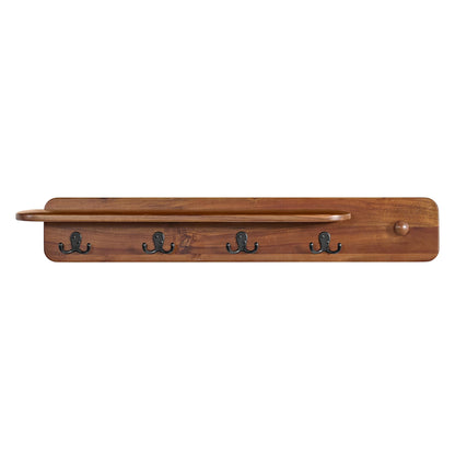 Alaterre Furniture Calais Collection Entryway Bench and Coat Rack - Solid Acacia Wood Mid-Century Modern Entryway Furniture (Chestnut)