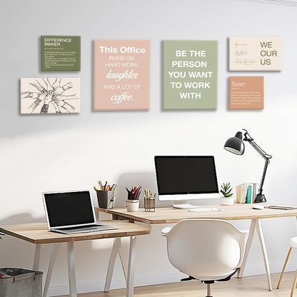 YEOION Office Wall Decor,Teamwork Wall Art for Office,Motivational Workplace Canvas Wall Art Set of 6