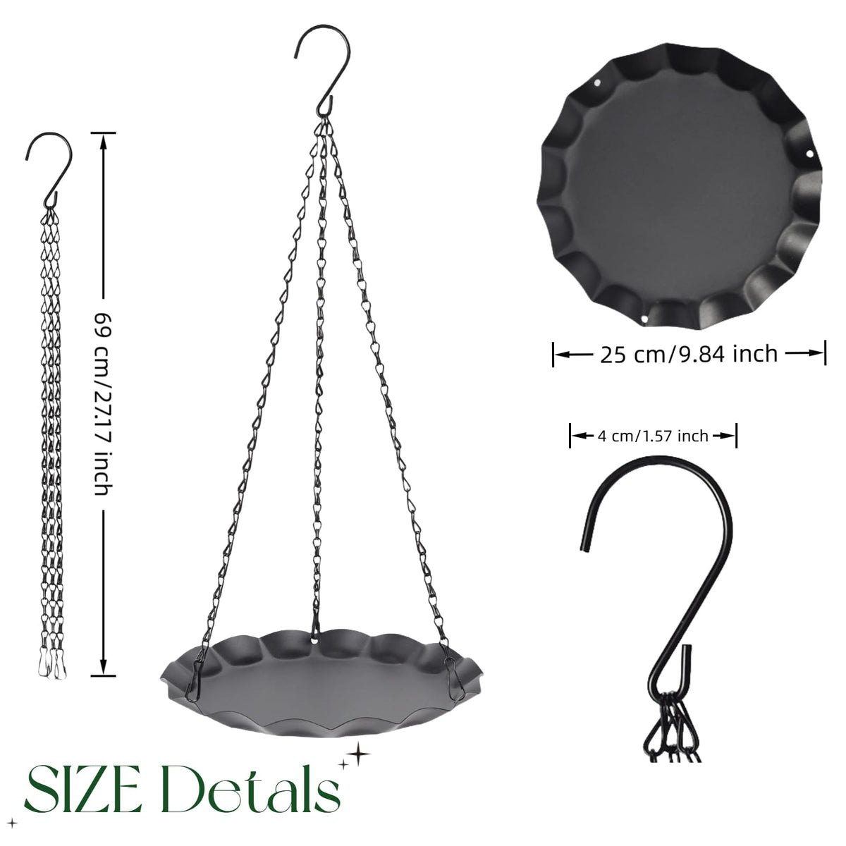 ZYUXUAN Hanging Planter for Indoor Outdoor, Plant Hanger, Plant Holder, Plant Pot Shelf Basket for Window Wall Ceiling Garden with Chains and Hooks, 2Pcs, Wavy Round