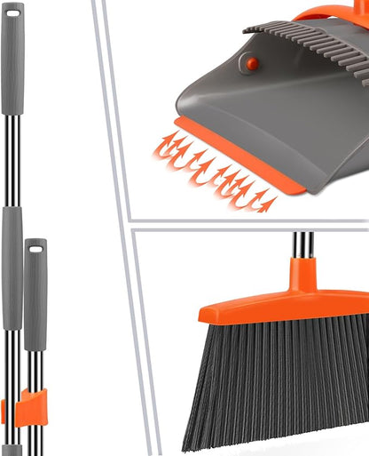 Broom and Dustpan Set for Home, Broom and Dustpan Combo for Office, Long Handle