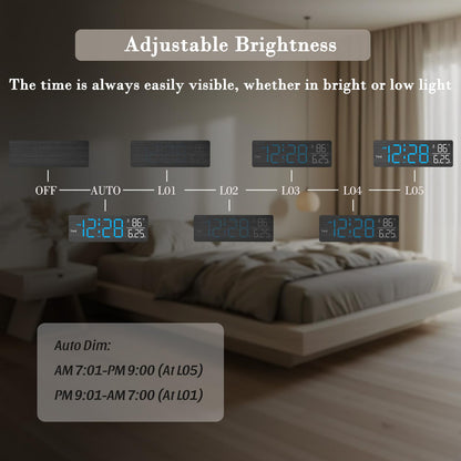 DreamSky Wooden Digital Alarm Clock with Date & Day of Week for Bedroom