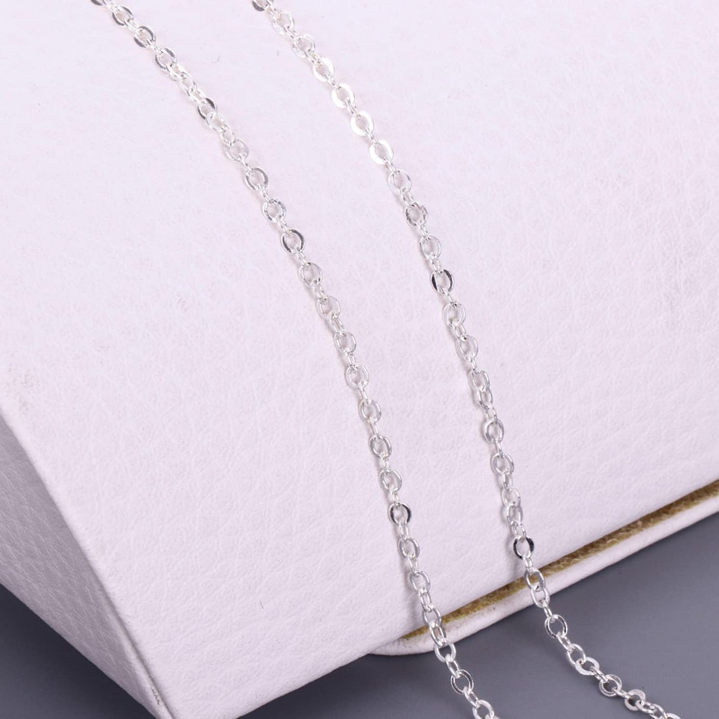 Jishi 80ft Necklace Chains Jewelry Making Chain Link Rolls Bulk 2mm - Bracelet Earring Necklace Craft Supplies DIY Jewelry Making Findings, 8-Colors Gold Silver Copper Plated Metal Rolo Cable Chains