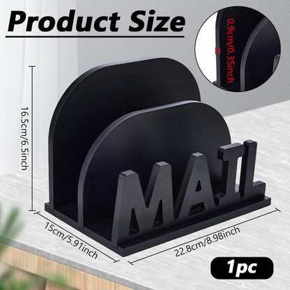 NBEADS 2 Slot Mail Organizer Holder, Wooden Mail Organizer for Desk Mail Organizer Countertop for Office Desktop Envelope and Document Storage Rack, 9x5.9x6.5 Inch