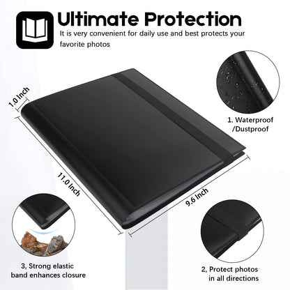 Aevdor Photo Album 8x10, 8x10 Photo Album Book Holds 68 Photos, Art Portfolio Binder for 8 x 10 Pictures, 10 x 8 Sheet Protector Folder for Photos, Kids Artwork, Sketch (Black)