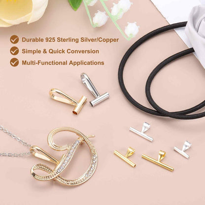 MECCANIXITY 2Pack Sterling Silver Brooch to Pendant Converter, 10mm Pin to Pendant Converters for Jewelry Making DIY Necklace Keychain, Gold