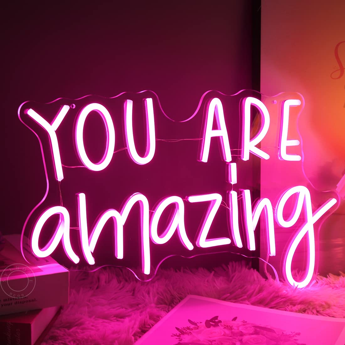 SYLHOME You Are Amazing LED Neon Light Sign 5V Girls Boys Bedroom Living Room Classroom Wall Decor Sign Hanging Smart Kid Birthday USB 16.9" X 10.6" Warm White