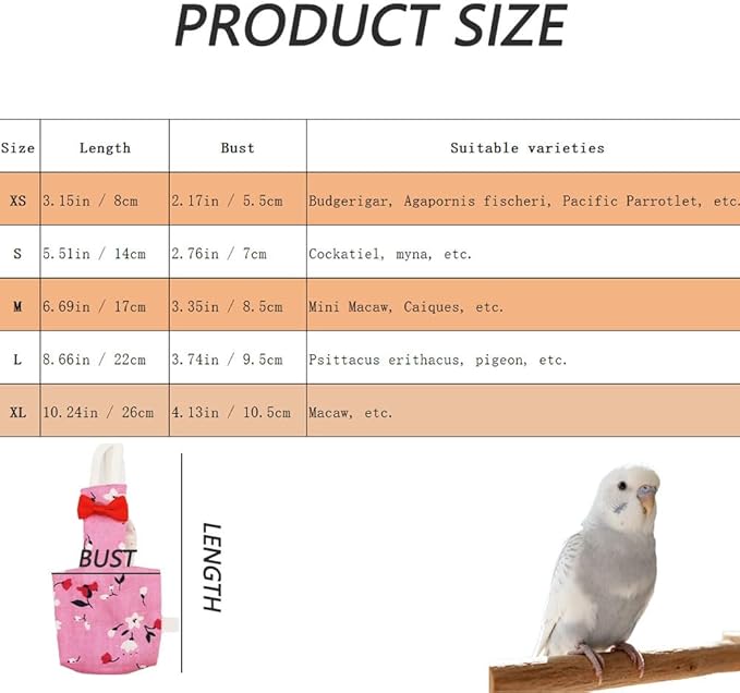 5pcs Bird Diaper Cute Printed Parrot Flight Suit Parrot Nappy Reusable Pigeon Pants Cockatiel Clothes for Parakeet Mini Macaw Budgie Canary for Indoor Outdoor - color2 M