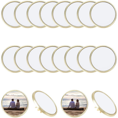 SOFPLATE 20 Sets 1 Inch Round Blank Pins Sublimation Blank Buttons Small Gold Alloy Disk Base Transfer Design Making Kits Team Party Decor Brooch Pin Bulk for Jewelry Making Lapel Supplies DIY Crafts