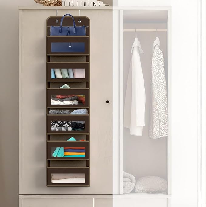 Simple Houseware 6 Clear Window Pocket Over Closet Door Storage Hanging