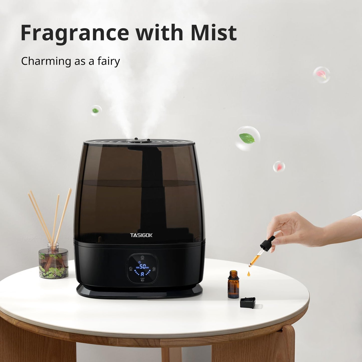 Humidifiers for Bedroom Home, 6L Cool and Warm Mist Air Humidifier for Large Room Baby Nursery, 50H Easy Clean and Top Fill, Quiet with Ultrasonic, Essential Oils, Auto Mode, for House, Plants
