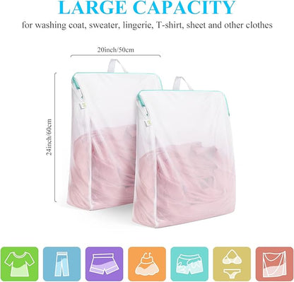OTraki 20x24 Inch Laundry Bags Mesh Wash Bags 2 Pack Delicates Bag Lingerie