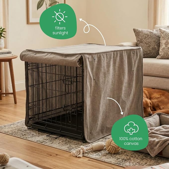 Molly Mutt Jupiter Dog Crate Cover, GOTS-Certified 100% Organic Cotton Canvas Cover for Dog or Puppy Kennel and Cage, Washable, Free of Harmful Chemicals, Medium/Large, Fits 30"x19"x21" Crate