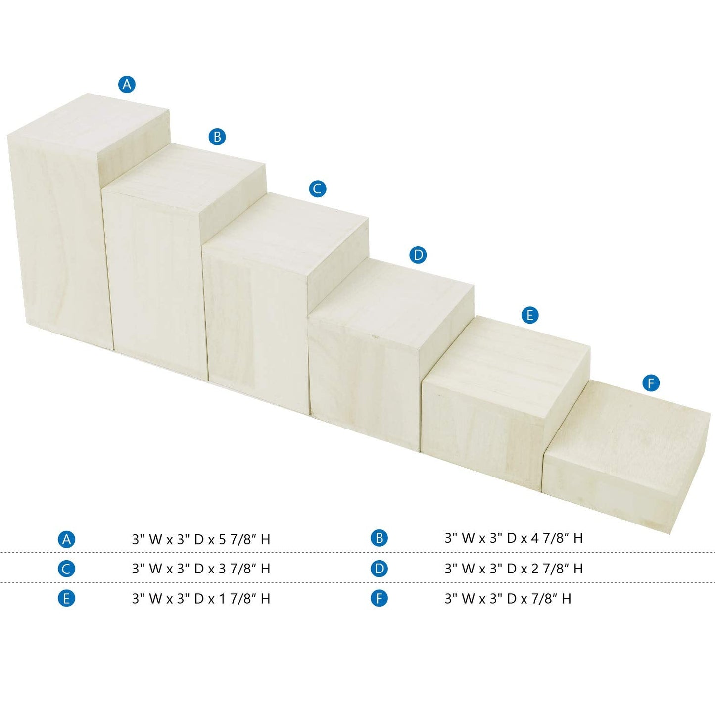 Mooca Wooden 6 Pcs Square Risers for Display Jewelry and Accessories Display Stand (Wash White)