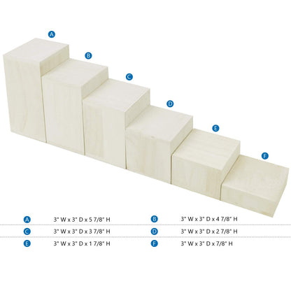 Mooca Wooden 6 Pcs Square Risers for Display Jewelry and Accessories Display Stand (Wash White)