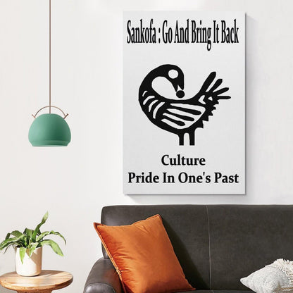 Sankofa Go And Bring It Back Adinkra Symbol Pride In Past Canvas Printing Wall Art Prints Posters Minimalist Scandinavian Wall Decor for Living Room Bedroom Office Classroom 12x18inch(30x45cm)