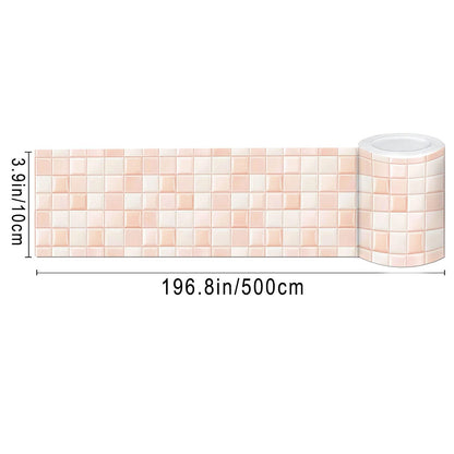 IVN Peel and Stick Wallpaper Border 4 x 196 Inch Pink Square Tile Pattern Self Adhesive Decorative Wall Trim Accent Strip for Bedroom Kitchen Living Room Mirror Frame Bold Gothic Home Decor