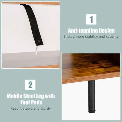 Giantex Wine Cabinet 18 Bottles, Buffet Hutch with Storage Drawer, Wooden Sideboard Wine Rack, Metal Spice Bakers Rack with Glass Holder, Kitchen Microwave Stand Living Room (Rustic Brown)