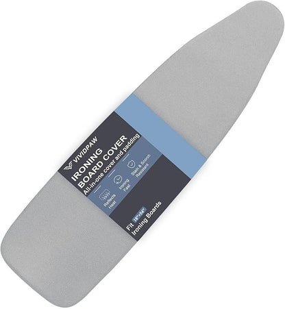 Ironing Board Cover and Pad 18x54, Thick Padding, Elastic Edge, Silicone Coated