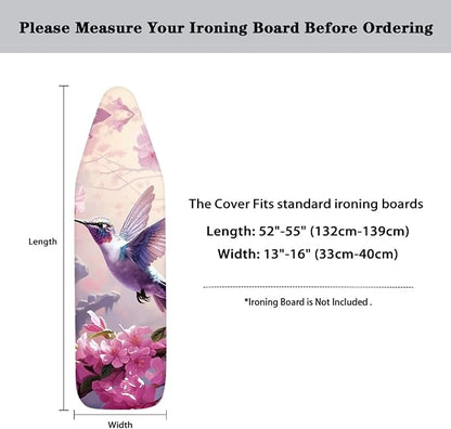 Hummingbird Flower Ironing Board Cover and Pad Standard Size Padding Decorative