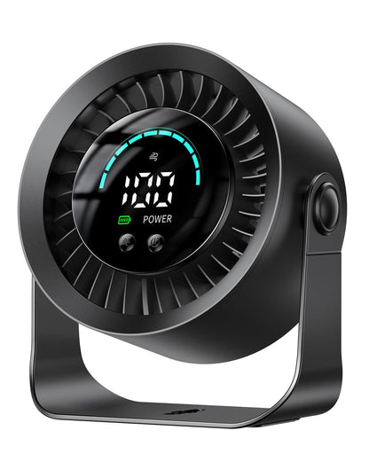 DIGIX Rechargeable USB Desk Fan for Bedroom, 100 Speeds, 360° Rotation, Wall Mounted Design Small Portable Table Fan with LED Display, Quiet Personal Desktop Cooling Fans for Home Office (Black)