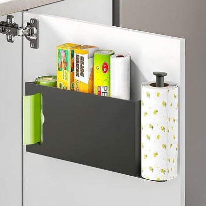 Picowe Large Wall Mount Kitchen Wrap Organizer Rack, Metal Aluminum Foil Organizer, Cabinet Storage Holder for Kitchen, Aluminum Foil, Cling Film, Paper Towel (Grey)