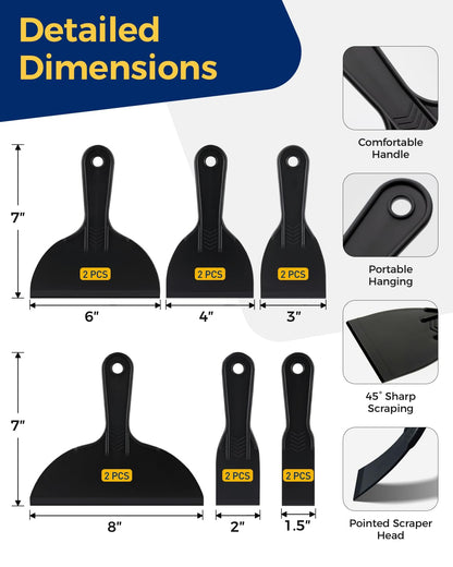 Plastic Putty Knives Set, Plastic Putty Filler Knife & Scrapers Tool Non Scratch, Spackle Knife Scraper Tool for Wall Repair, Wallpaper Paint Removal (18)