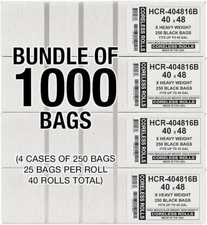 Aluf Plastics High Density Trash Bags, 45 Gallon, 16 Micron,