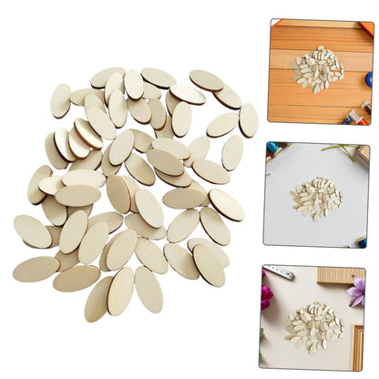 NUOBESTY 200pcs Unfinished Wood Oval Slices Natural Rustic Wooden Cutout Oval Wood Pieces Tag for DIY Craft Wedding Centerpiece Christmas