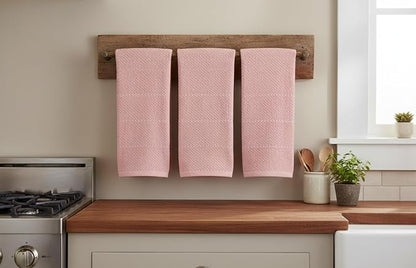Serafina Home Light Pink Kitchen Hand Dish Towels: Oversized 28" x 18"