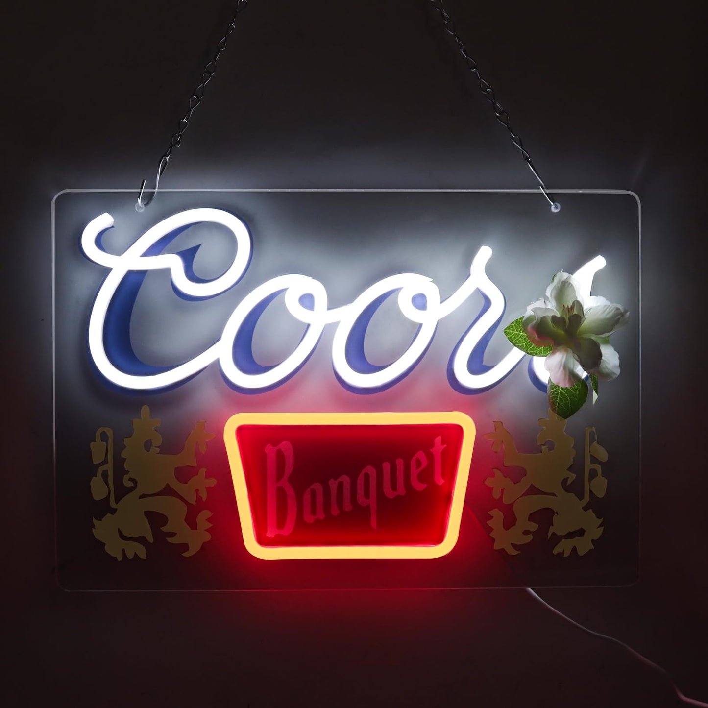 JFLLamp Crs LIGHT Neon Signs for Wall Decor Neon Lights for Bedroom Led Signs Suitable for Man Cave Bar Pub Restaurant Christmas Birthday Party Gift Led Art Wall Decorative Crs Light Bar Sign, 5V Usb Power, 17*11 Inch(Azure+red+white）