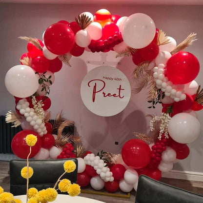 PTGOLUO Red and White Balloon Garland Arch kit 153pcs with Star - 22 18 12 10 5in Different Size Red White Confetti Latex Balloons for Christmas Wedding Valentine's Day Birthday Party Decorations