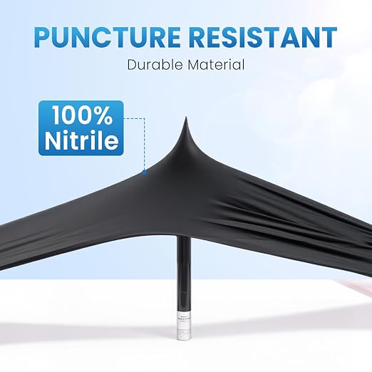 Borje Nitrile Gloves Large, 1000 Count Disposable Gloves, Black, Latex-Free Powder-Free, Medical Exam, Food Safe, Cleaning, Cooking