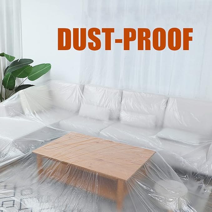 10 Pieces Plastic Drop Sheets for Painting, Waterproof and Dust-Proof Clear