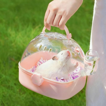 Hamster Carrier Cage, Portable Small Animal Carrier Cage with Water Bottle, Guinea Pig Outgoing Cage Hamster Travel Carry Case for Small Pets, Gerbils, Chinchillas, Dwarf Hamster