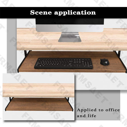 FRMSAET Furniture Accessories Office Product Suits Hardware 20/24/30 inches Keyboard Drawer Tray Wood Holder Under Desk Adjustable Height Platform. (30 inches, Brown)