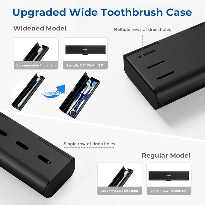 Wider Aluminum Toothbrush Travel Case, Portable Travel Toothbrush Holder