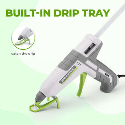 WORKPRO Hot Glue Gun Full Size - 60/100W Dual Temp Glue Gun and Sticks Set with 10 PCS Glue Sticks (7/16") - 90S Fast Preheating Hot Glue Gun Kit for Construction, Crafting, DIY and Repairs - White