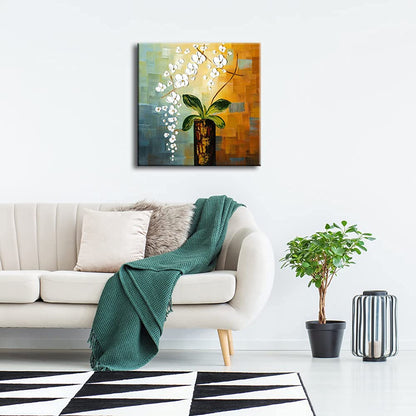 Wieco Art Beauty of Life 100% Hand-Painted Modern Flower Artwork Abstract Floral Oil Paintings on Canvas Wall Art for Home Decorations Wall Decor 24 by 24 inch