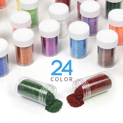 Teenitor Fine Glitter for Crafts Set, 24 Jars Extra Fine Glitter for Resin Craft Glitter