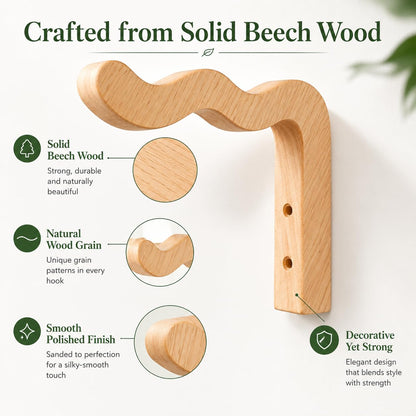 FGSAEOR Wavy Wooden Plant Hangers Wall Mount Hanging Plant Hooks 2 Pack