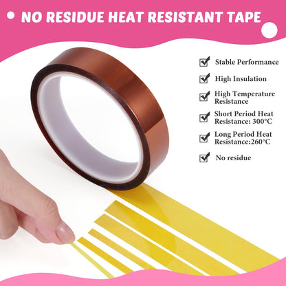 Kosiz 20 Pcs Heat Tape Dispenser Set 6 Multi Size Heat Tape for Sublimation 2 Press Gloves Resistant with Silicone Bumps Mini Cutter Pen Set Nonskid Weighted Base Holder(Rose Red)