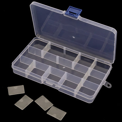 SINJEUN 32 Pack 15 Grids Plastic Jewelry Organizer Box, Clear Jewelry Storage Boxes with Removable Dividers, Small Beads Storage Container for Art and Crafts, Fishing Tackles