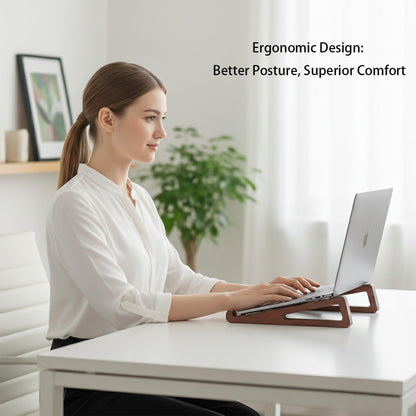 GcwJovialite Bamboo Wooden Laptop Stand, Portable Wood Laptop Stand for Desk Tablet with Carry Pouch, Compact Travel Laptop Stand with Protective Silicone Pads, Suitable for Laptops and Tablets